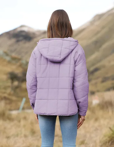 Vista 57 de QIBABU Chaqueta acolchada con capucha de gran tamaño para mujer, ligera, acolchada, manga larga, abrigo de invierno cálido
