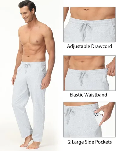 Vista 4 de HARTPOR Pantalones deportivos para hombre, pantalones deportivos de yoga, casuales, holgados, con bolsillos, pierna recta