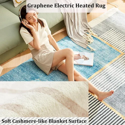 Vista 2 de Heated Floor Carpet, Electric Heating Large Rug, Heated Floor Mats for Heating at Winter Parties, Features Timer and Temperature Control, Graphene