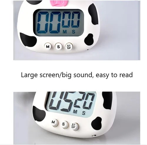 Vista 2 de Temporizador de cocina, cuenta regresiva de animales de dibujos animados, temporizador de cocción digital con magnético, reloj visual LCD