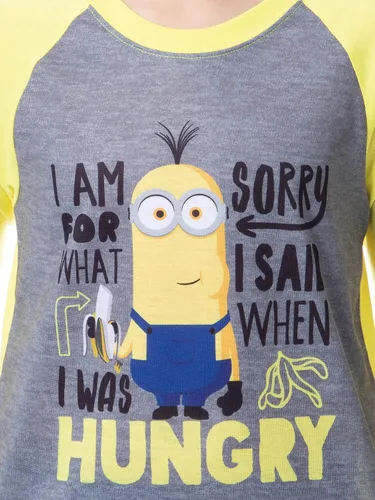 Vista 3 de INTIMO Despicable Me Minions Sorry I Was Hungry Raglan - Conjunto de pijama para niños, Multi colorido