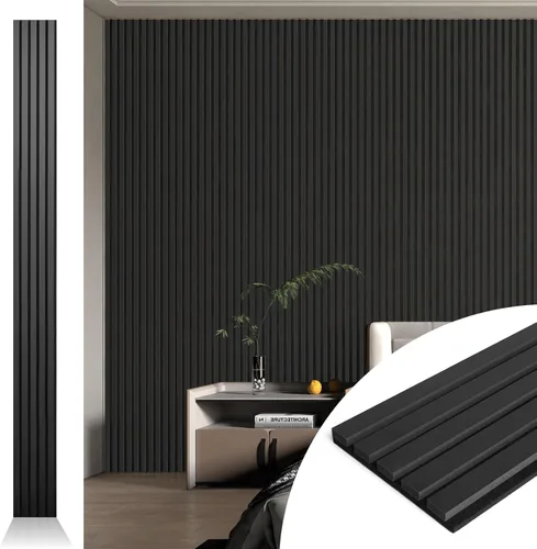 Vista 12 de Art3d 2 paneles acústicos de listones de madera para pared y techo, panel de absorción de sonido acanalado 3D con acabado de madera, roble
