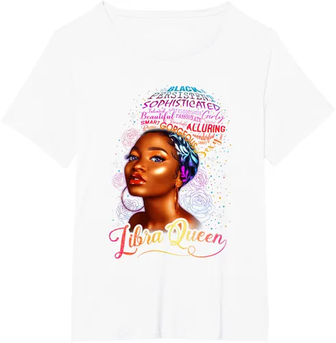 Vista 9 de Libra Black Queens Girl Magic BIrthday BLM - Camiseta linda para mujer afro, Negro, S