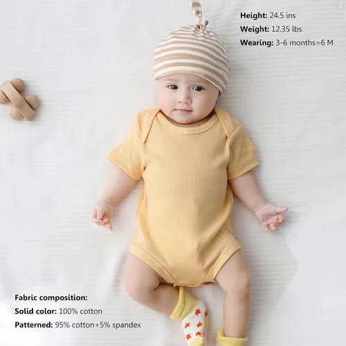 Vista 2 de Body de manga corta para bebé recién nacido, ropa de algodón de una pieza, 5 unidades, 0-12 meses