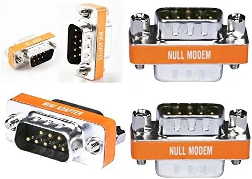 Vista 4 de GuangMaoBo Cambiador de género Null Modem DB9 Macho a Macho Adaptador Conector Conector Cross RS232 Slimline Data Transfer (2 Pack)