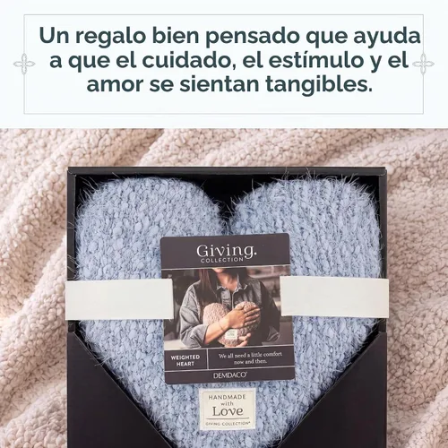 Vista 4 de DEMDACO Almohada Decorativa de Felpa con Peso en Forma de Corazón Azul Suave, 10 x 11 pulgadas