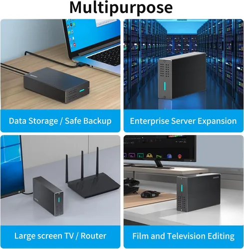 Vista 12 de GODO Caja de disco duro de doble bahía de 2.5 pulgadas, USB 3.0 a 2.5 pulgadas SATA I/II/III HDD SSDs RAID carcasa externa, compatible con UASP Trim