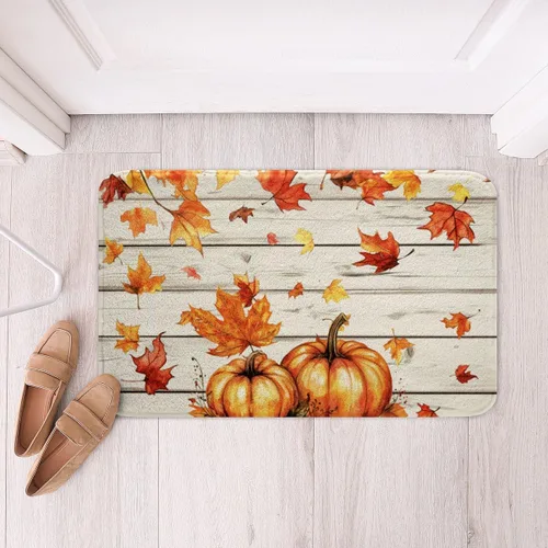 Vista 20 de Erosebridal Thanksgiving Turkey Bathroom Rugs - Fall Leaves Pumpkin Bath Mat for Kids Adults, Vintage Autumn Harvest Door Mat 16 x 24 Inch Rustic
