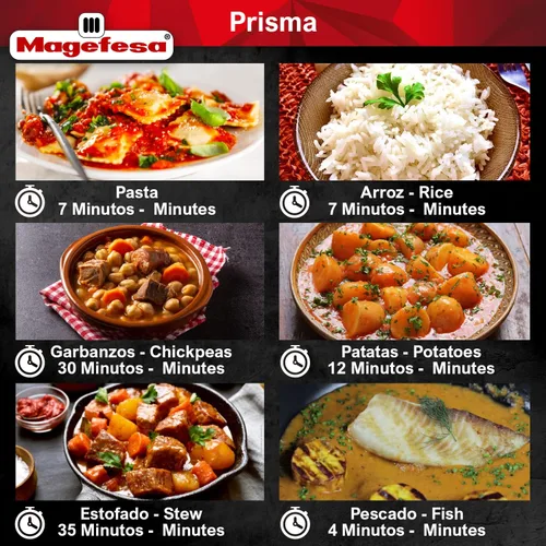 Vista 6 de MAGEFESA Prisma - Olla a presión, 4.2+6.3 cuartos de galón, acero inoxidable 18/10, fácil bloqueo, compatible con inducción, 5 sistemas