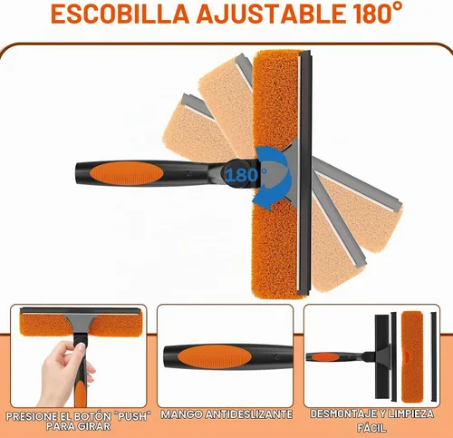 Vista 2 de Buyplus Kit de limpieza de ventanas de alto alcance de 26 pies con poste de extensión de 5 a 20 pies, limpiador de ventanas extensible, kit
