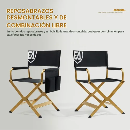 Vista 7 de EVER ADVANCED Silla de directores de aluminio, sillas plegables de cine de estudio, silla de vendedor de eventos, 19 pulgadas de altura del asiento