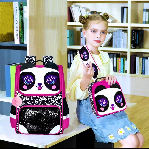 Vista 56 de KLFVB Mochila de 3 piezas para niñas y niños, bolsa de libros de dinosaurio de unicornio de 15 pulgadas con lonchera, bolsa escolar preescolar