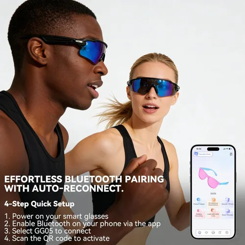 Vista 4 de Lentes de sol Bluetooth para hombres y mujeres, lentes inteligentes con altavoces de oreja abierta, asistente de voz, control táctil, lente