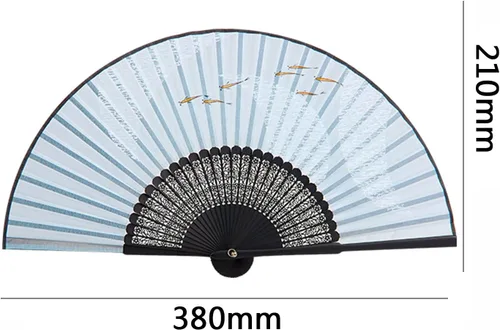 Vista 2 de ERTUO Chinese Style Folding Fan Retro Hollow Fan Daily Portable Hanfu Cheongsam Accessories(Colora)