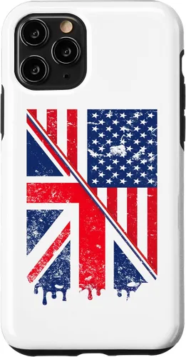 Vista 28 de Funda para iPhone 15 Union Jack y bandera estadounidense para expatriados británicos y estadounidenses