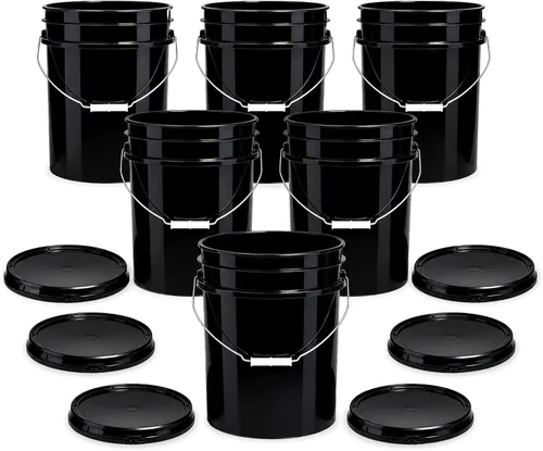 Vista 30 de Cubo de 5 Galones con Tapa Hermética Fabricado en EE. UU. Grado Alimenticio Plástico Premium HPDE Resistente Cubo Multiusos Duradero de 90