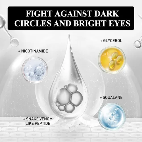 Vista 6 de Snake Peptide Eye Cream,Crema antienvejecimiento para ojeras, hinchazón y arrugas, tratamiento hidratante para ojos con niacinamida y glicerina (1)