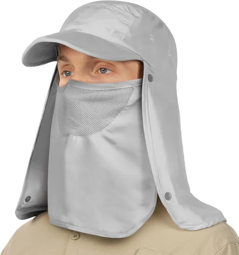 Vista 13 de SUN CUBE Sombrero de sol de pesca con solapa para el cuello y cubierta facial, UPF50+ gorra de protección UV de ala ancha para hombres y mujeres