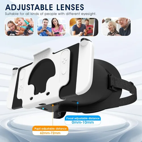 Vista 2 de MVPTGRS VR Headset for Original Nintendo Switch & Switch OLED Model Upgraded, Virtual Reality Glasses with Adjustable HD Lenses and Comfortable Head