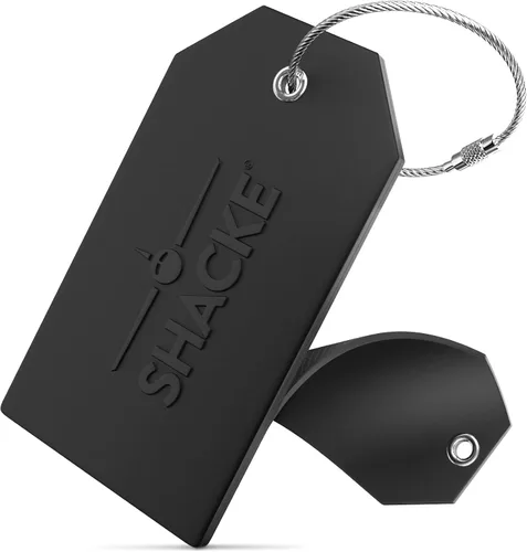 Vista 2 de Shacke Etiquetas de equipaje con cubierta de privacidad trasera completa con trabillas de acero, juego de 2