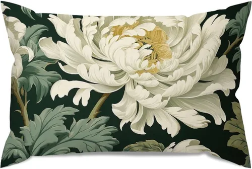 Vista 56 de ArogGeld Funda de almohada blanca con flores chinoiserie, funda de almohada para sofá, diseño floral verde y blanco, funda de almohada de lino A-12