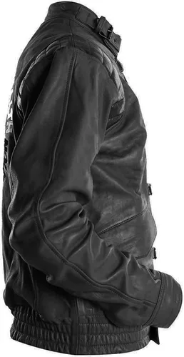 Vista 3 de FBJ Fashions Akira Chaqueta Cápsula Píldora Logo Shotaro Kaneda Negro Bomber Motocicleta Cosplay Traje Chaqueta de cuero