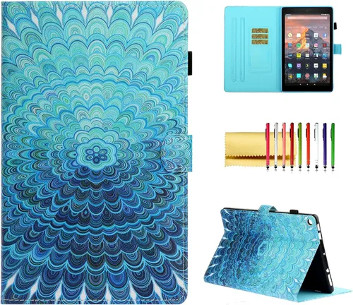 Vista 13 de Funda tipo cartera para tableta Amazon Fire HD 10 (5ª generación/7ª generación/9ª generación), soporte plegable delgado