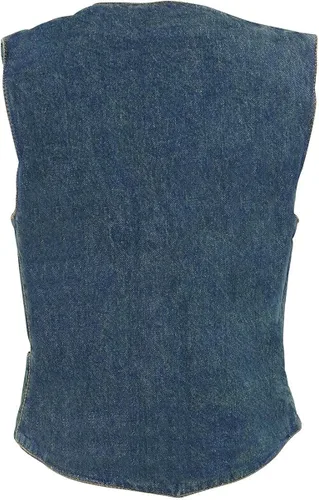 Vista 2 de Milwaukee Leather MDL4000 - Chaleco de mezclilla para mujer color azul liso con 4 broches frontales