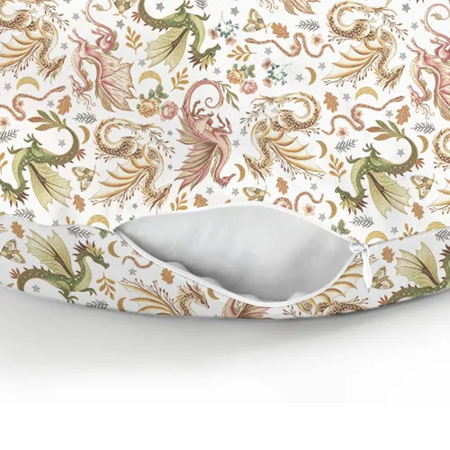 Vista 8 de Fairytale Dragons Boho Floral Baby Nursing Pillow Covers for Boy Girl Magical Dragon Moon Moth Flowers Nursery Pillowcase for Breastfeeding Pillows