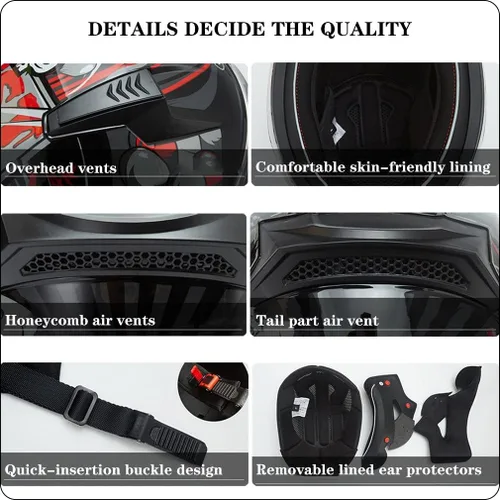 Vista 4 de Casco de motocicleta Bluetooth antivaho, doble visera, abatible, casco de moto de cara completa, aprobado por DOT, altavoz dual integrado