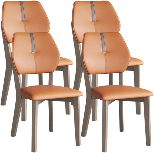 Vista 15 de YVYKFZD Solid Wood Dining Chairs Set, Leather Dining Room Chair, Armless Kitchen Chairs with Back, Upholstered Living Room Chair, for Bedroom Dark