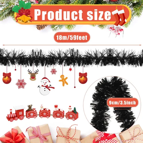Vista 2 de Dingion - Guirnaldas de oropel de Navidad de 59 pies, guirnalda metálica con torsión colgante, adornos para árbol de Navidad, suministros