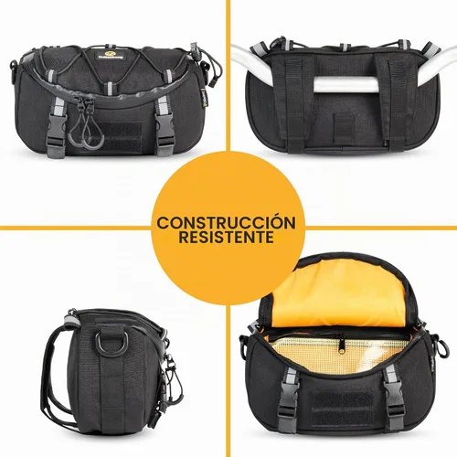 Vista 8 de Odinsberg Bolsa Multifuncional para Manillar de Bicicleta y Motocicleta, 3L Resistente al Agua, Compatible con la mayoría de tipos de manillares