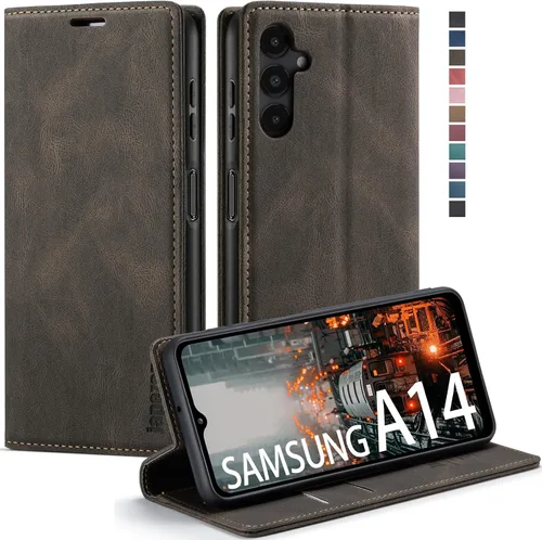 Vista 24 de Funda tipo cartera para Samsung Galaxy A12 con tarjetero [bloqueo RFID] atril magnético, funda de cuero con tapa para Samsung Galaxy A12 (negro)