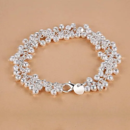 Vista 4 de Dofihy Pulseras de plata de ley S925 para mujer, pulseras para mujer, pulsera de cadena de muñeca con dije para mujer, Plata, Sin gemas.