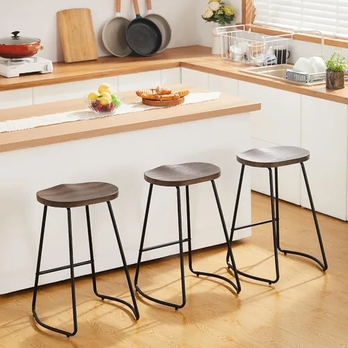 Vista 11 de HeuGah Juego de 2 taburetes de bar, taburetes de bar de 26" de altura de mostrador con pata de metal, taburetes de bar rústicos sin respaldo