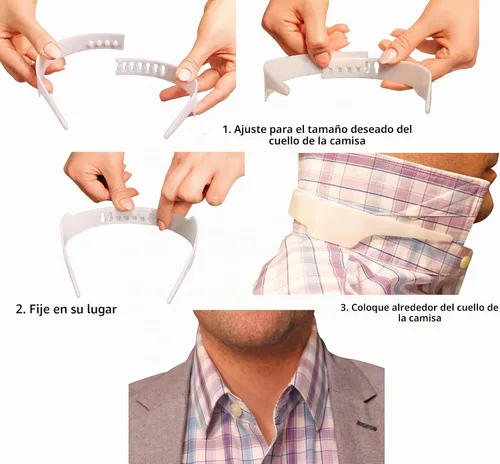 Vista 2 de Slick Collar Paquete de soporte de cuello de camisa ajustable con soporte para cuello para hombres y mujeres, Blanco