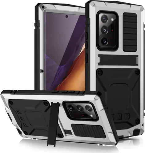 Vista 11 de Funda de metal compatible con Samsung Note 20 Ultra con protector de pantalla militar, resistente a prueba de golpes, con soporte para cámara, funda