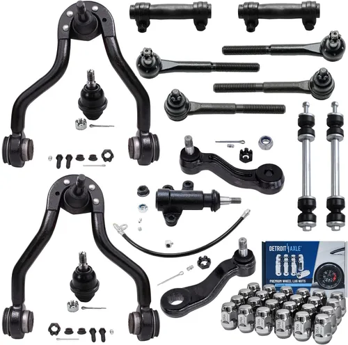 Vista 99 de Detroit Axle - Kit de suspensión frontal de 15 piezas para Jeep Grand Cherokee 99-04 1999 2000 2001 2002 2003 2004, brazos de control superior e