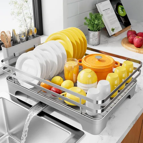 Vista 12 de Kitsure - Escurridor multifuncional para platos, 15.7 x 12.0 x 5.5 pulgadas, color negro Dish Rack for Kitchen Counter with Cutlery Holder