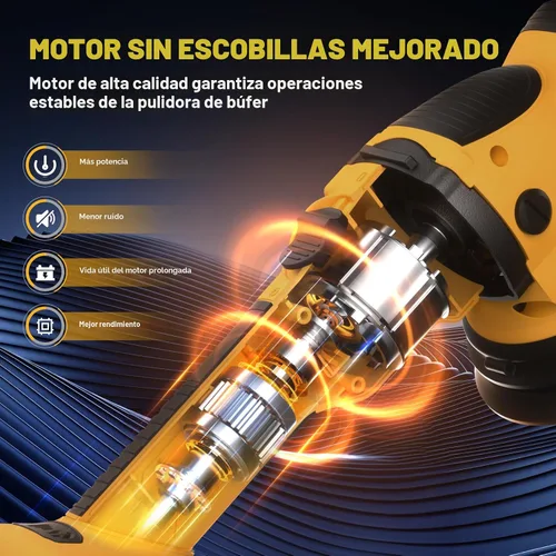 Vista 4 de VERVEWAVE Kit de pulidor inalámbrico para batería Dewalt de 20 V (sin batería), pulidor orbital de coche de 6 pulgadas, velocidad variable de 1800 a