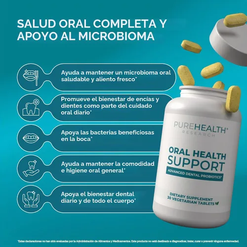Vista 3 de PUREHEALTH RESEARCH Apoyo a la salud bucal - Suplemento de probióticos Aliento fresco, salud de dientes y encías - Con xilitol, vitamina D3, zinc