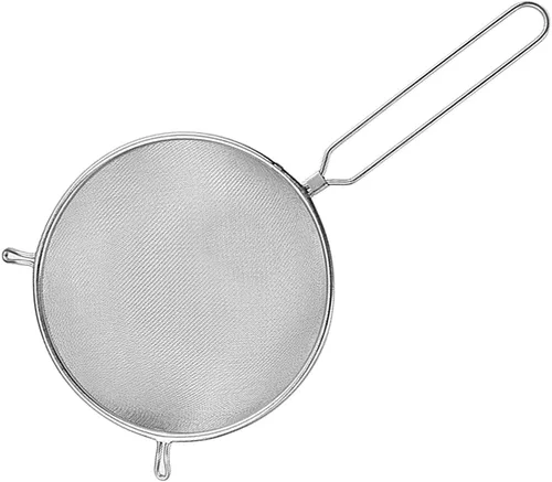 Vista 3 de Luxshiny Cuchara coladora de malla de acero inoxidable con mango largo de 14.76 pulgadas de una sola capa para servir alimentos, cuchara coladora