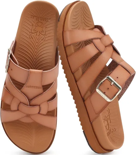 Vista 14 de KuaiLu Sandalias de gladiador para mujer con cómodo soporte de arco para verano, playa, vacaciones, caminar, viajes, pescador, toboganes, trajes