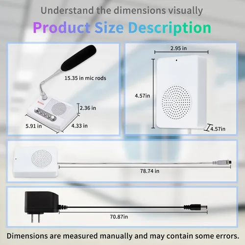 Vista 7 de DESHUN Intercomunicador de ventana DS-989, sistema de altavoces de ventana dúplex completo, altavoz, sistema de intercomunicación para negocios