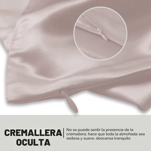 Vista 4 de Funda de almohada de seda de morera natural para cabello y piel, tamaño Queen, 20 x 30 pulgadas, funda de almohada de seda con cremallera oculta