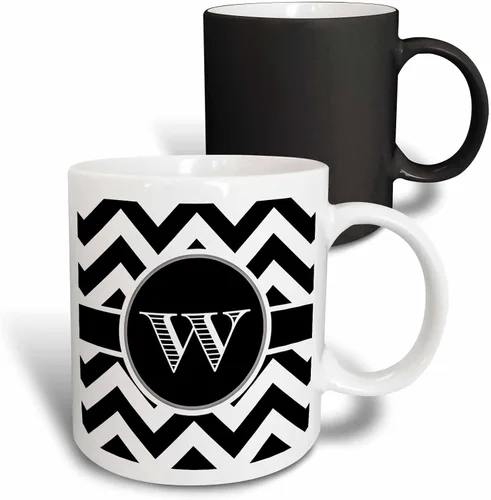 Vista 9 de 3dRose mug _ 222085 _ 1 blanco y negro Chevron monograma W – Taza de cerámica, 11-Ounce 2-Negro/Blanco