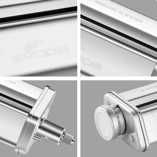 Vista 3 de Rodillo de pasta para batidora de pie KitchenAid, accesorio de rodillo de pasta de acero inoxidable con 8 pomos de grosor ajustables por Gvode