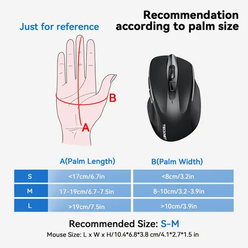 Vista 3 de TeckNet Pro M003 mouse inalámbrico, Negro