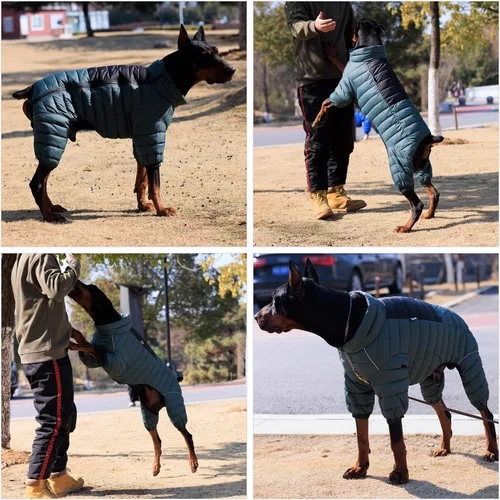 Vista 5 de Suéter para Perro ArmyGreen, Resistente al Viento, Reflectante - Chaqueta de Invierno Dirigible para S, M, L - Cremallera, Tallas Ajustables